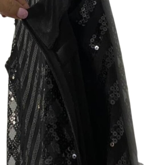 AGB Black Sequin Chevron Mini Dress Sleeveless Size 6 Party Cocktail Sparkle - Picture 9 of 15